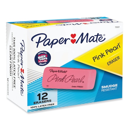 Paper Mate Pink Pearl Eraser, Large, PK12 70521